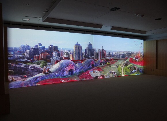 Ulu Braun, "The Park," 2013. 2-channel HD video, 30-foot screen, surround sound.