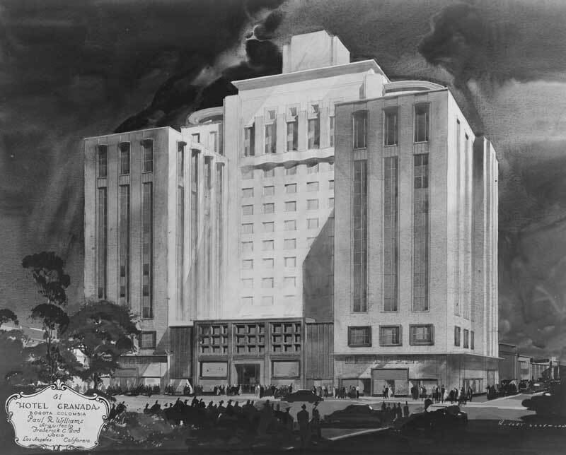 Hotel Granada, Bogota, Colombia, architectural drawing | Maynard L. Parker, 1940 The Huntington Library, San Marino, California Rendering: Robert Lockwood
