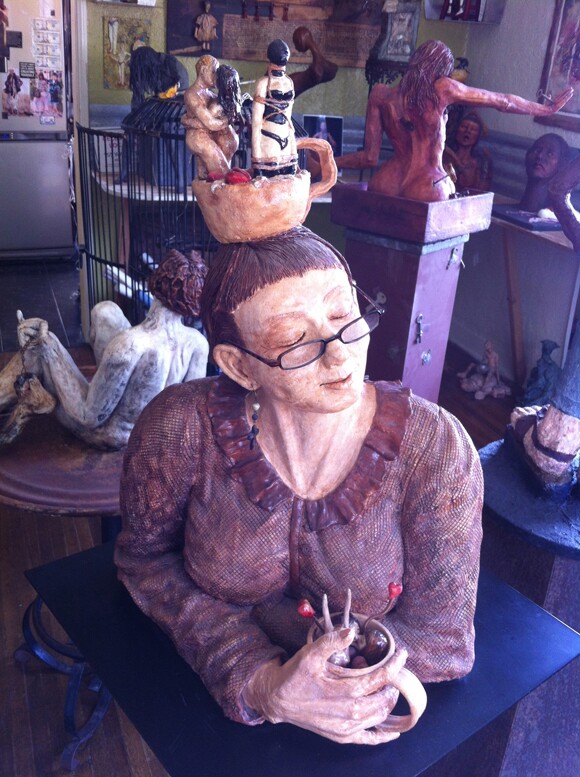 Living room gallery with 'Coffee Break Fantasies'; ceramic | Photo: Amy LeDoux.