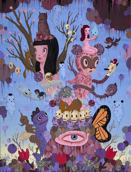 Gary Baseman, "The Explosion of Dream Reality," 2009, Acrylic on canvas, 4 x 3 ft.