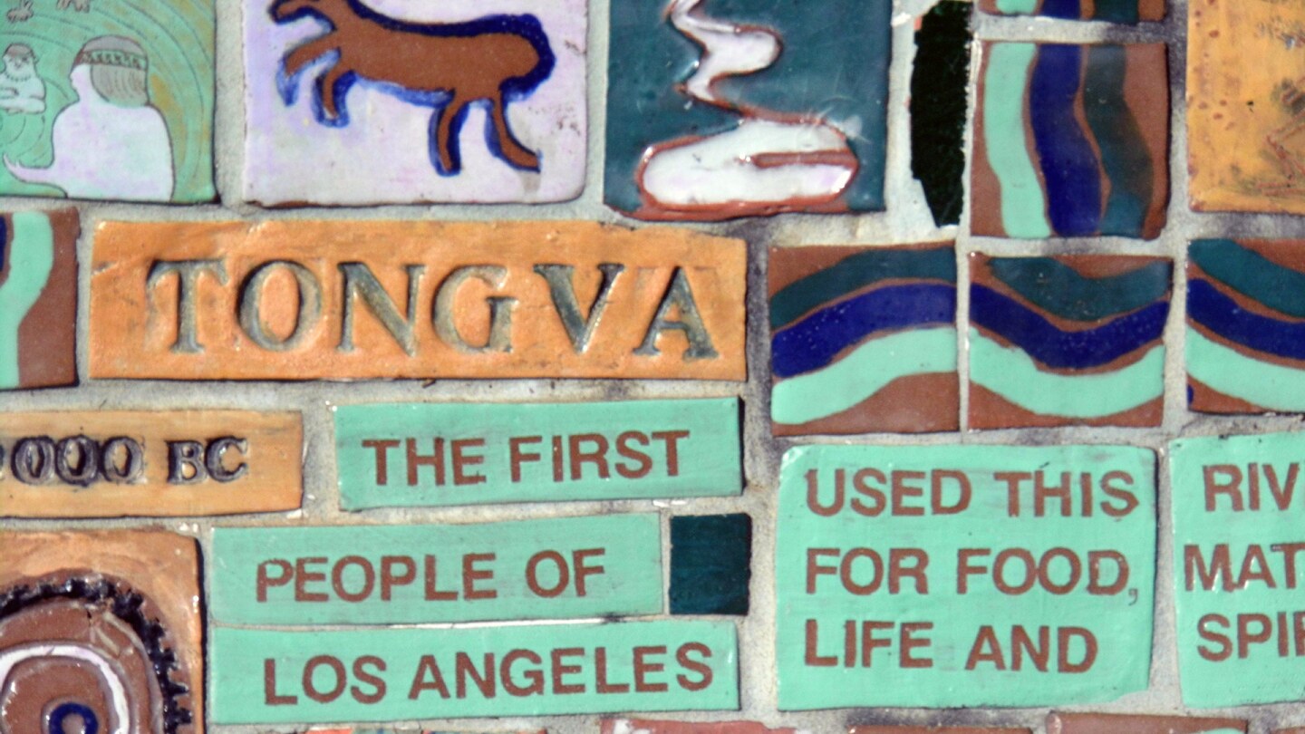The story of the Tongva is told on the community-created bench at Rio de Los Angeles State Park. | Sandi Hemmerlein