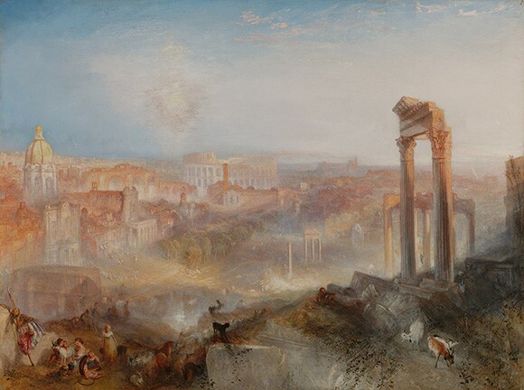 Joseph Mallord William Turner (British, 1775 - 1851), "Modern Rome-Campo Vaccino," exhibited 1839. Oil on canvas. The J. Paul Getty Museum.