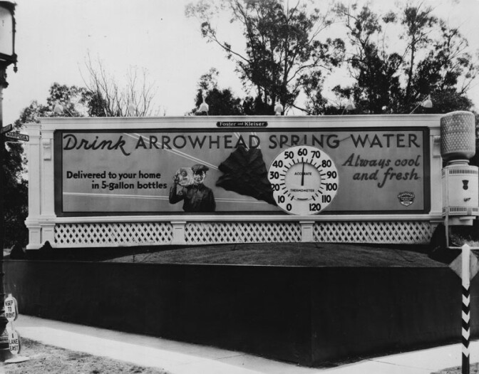 Undated photo of an Arrowhead Spring Water billboard