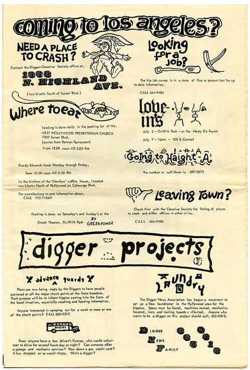 L.A. Diggers' outreach services, Digger News Association, 1967 | Courtesy California Historical Society