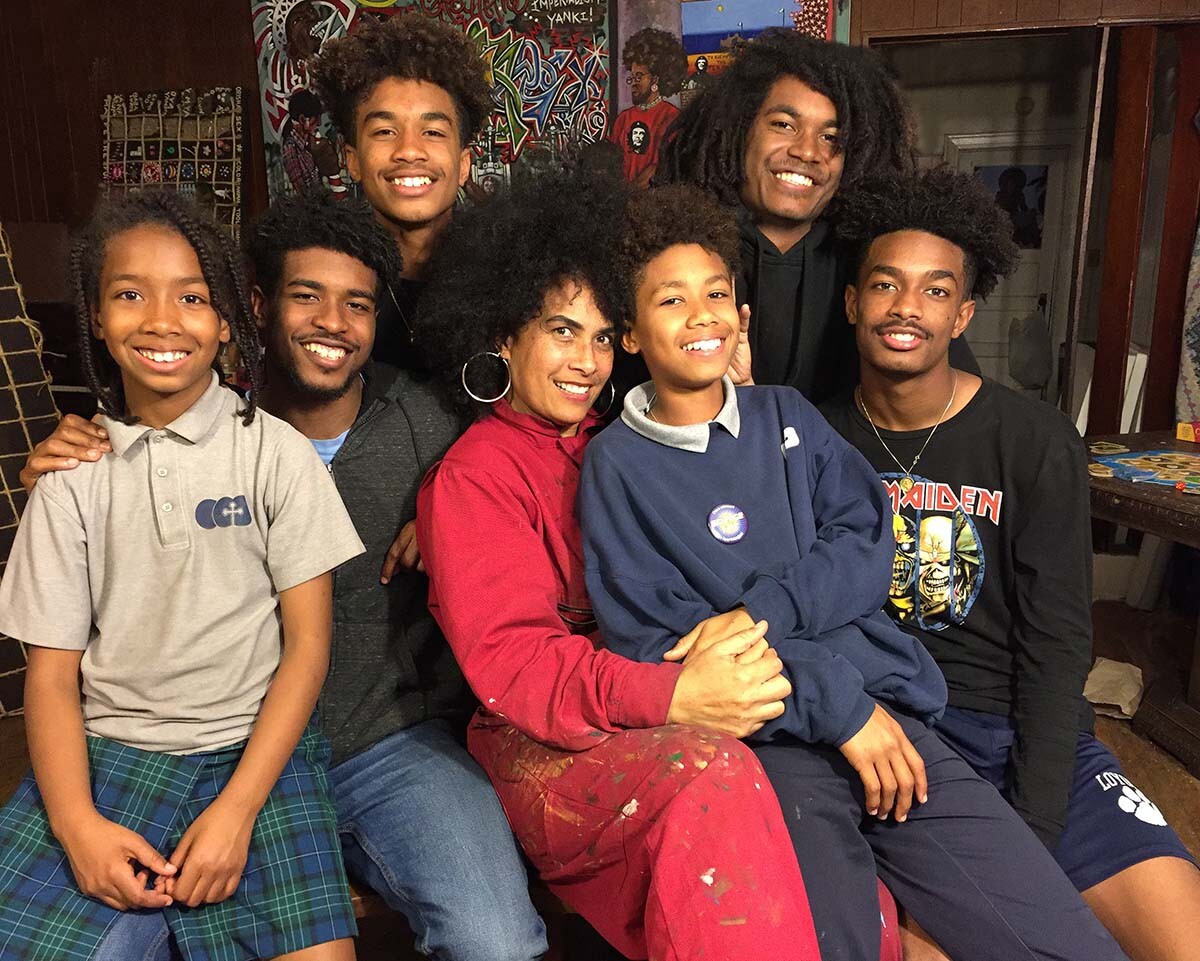Artist Lili Bernard with her children, 2018 | Courtesy of the artist