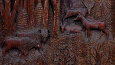 Appraisal: Carved Wood Wildlife Scene, ca. 1935