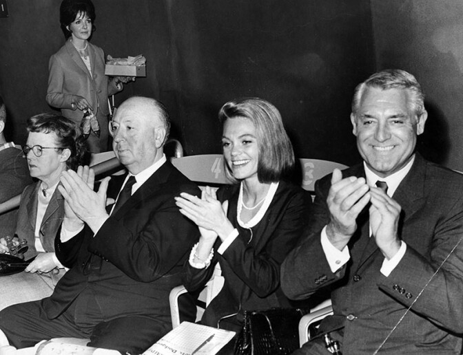Hitchcock at a Dodger game, 1965