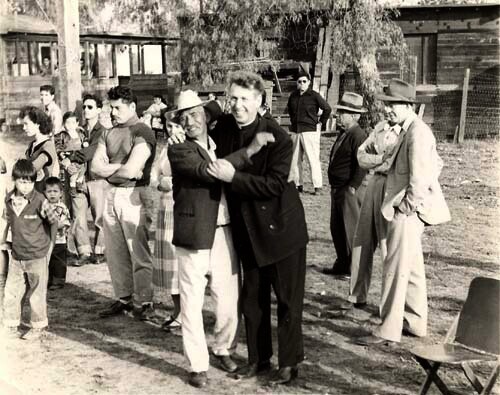 Father Coffield and Hicks Camp residents, date unknown. | Courtesy of La Historia Society of El Monte