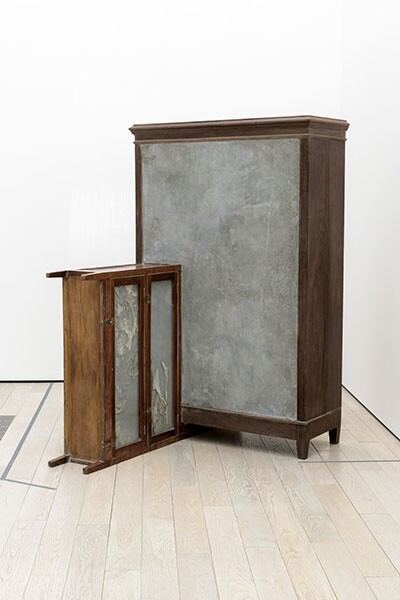 Installation photo featuring Doris Salcedo's Untitled, 2001, in the exhibition Home—So Different, So Appealing at the Los Angeles County Museum of Art, June 11, 2017 - October 15, 2017, © Doris Salcedo, photo © Museum Associates/LACMA