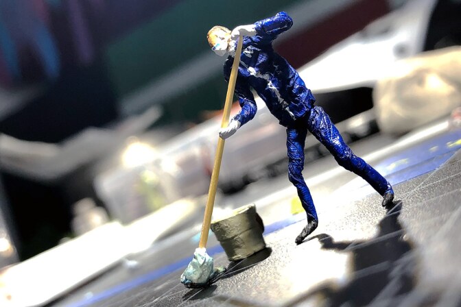 Barrois’ model of a janitor from the side of the frontline workers. | Courtesy of Lyndon Barrois Sr.