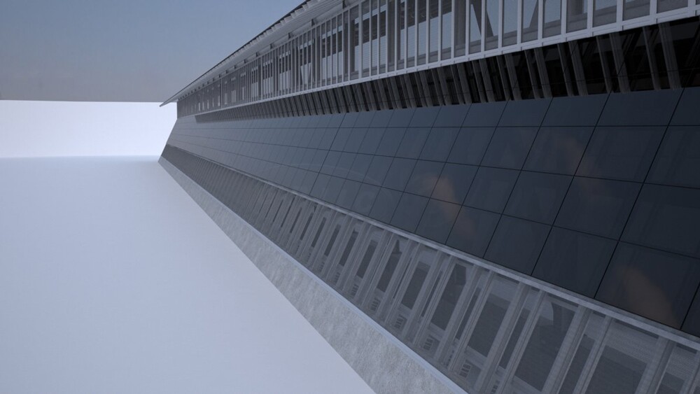 Mockup of one design for a Solar Border Wall | Image: Gleason Partners, LLC