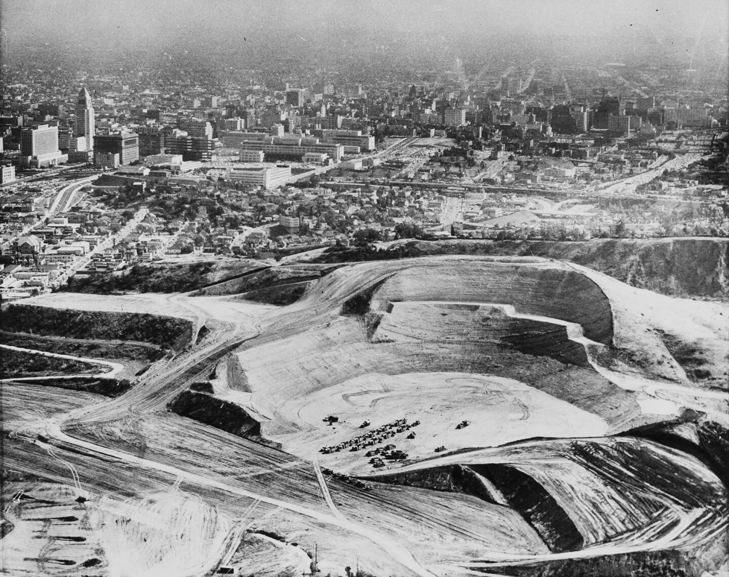 Dodger Stadium under construction on May 25, 1960. Courtesy of the USC Libraries - Los Angeles Examiner Collection.