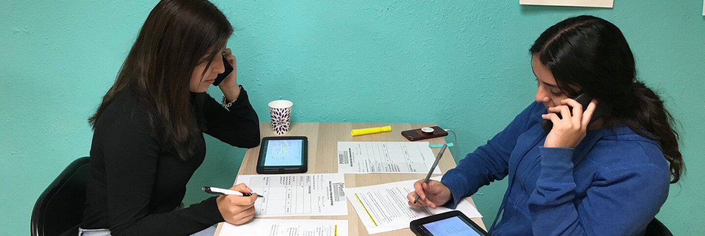 99Rootz youth leaders at a volunteer phone bank at an office in Atwater, Merced County in Spring 2020. | Crisantema Gallardo