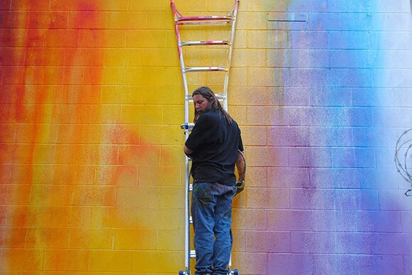 RISK's art style has gone from lettering and images to abstract washes with color. | Photo: MOCA