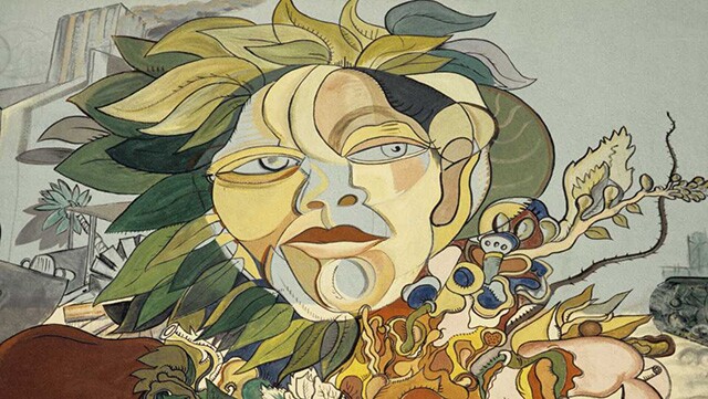 A detail of Roberto Chavez's "The Path to Knowledge and the False University," 1974 | UCLA Chicano Studies Research Center