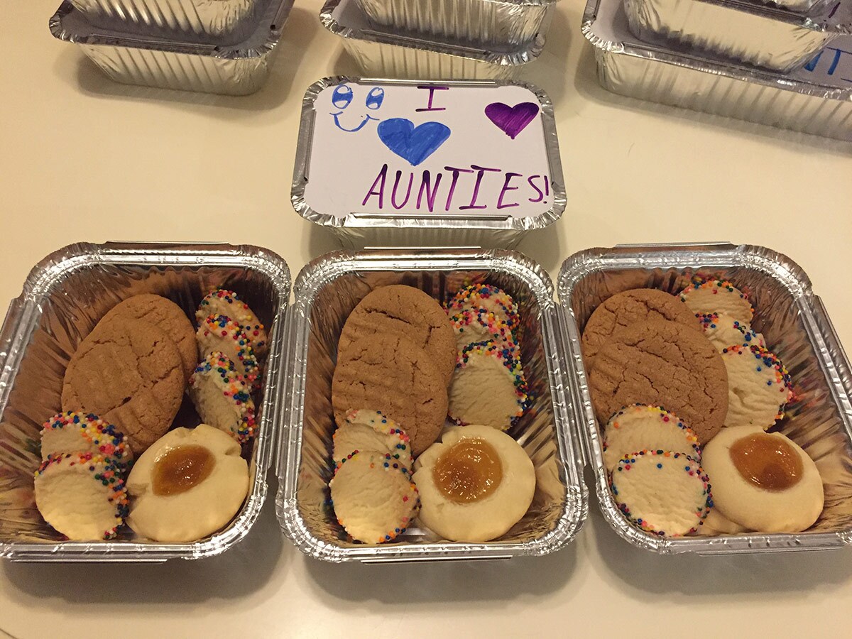 Trays of homemade cookies for the Aunties baked by eight-year-old Davina and her mom, Auntie Care coordinator, Gayle Isa. | Photo by Gayle Isa/Courtesy of Auntie Sewing Squad