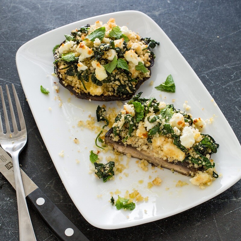 Spinach-Stuffed Portobello Caps