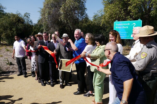 Councilmembers Ed Reyes, Tom LaBonge, and Councilmember-elect Mitch O'Farrell are among those who posed for the ribbon cutting photo-op