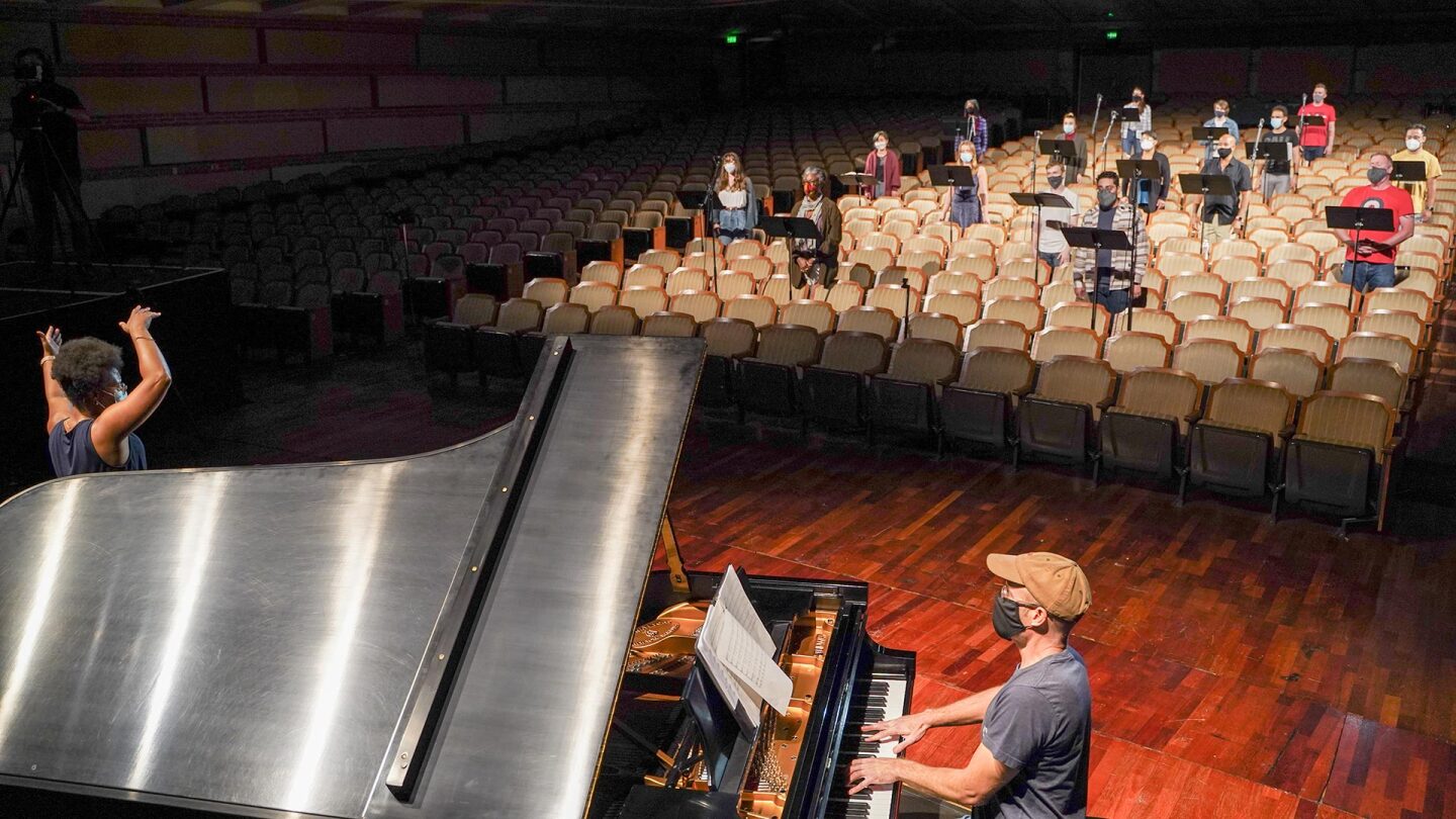 L.A.’s Tonality ensemble records their Tune In Festival performance at UCLA’s Royce Hall. | Phinn Sriployrung/UCLA