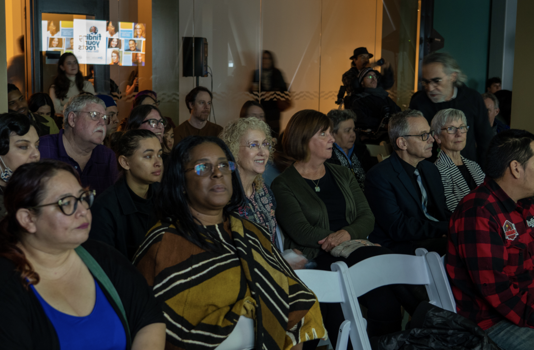Guests enjoy a screening of FINDING YOUR ROOTS with Danny Trejo at LA Plaza de Cultura Y Artes on March 14, 2023. Photo courtesy of PBS SoCal and KCET.