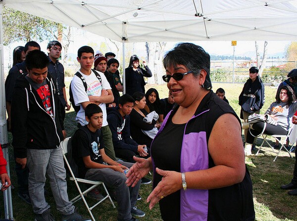 Ceci speaks with Youth Voice students from the L.A. River School and L.A. Leadership Academy