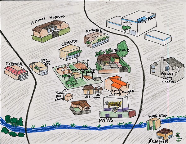 The second layer of Andres' map offers more details about his neighborhood.