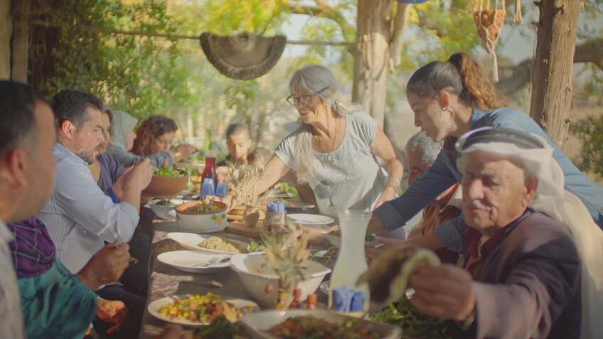 Still from "Meals Ready to Eat." Olive farm in Israel.