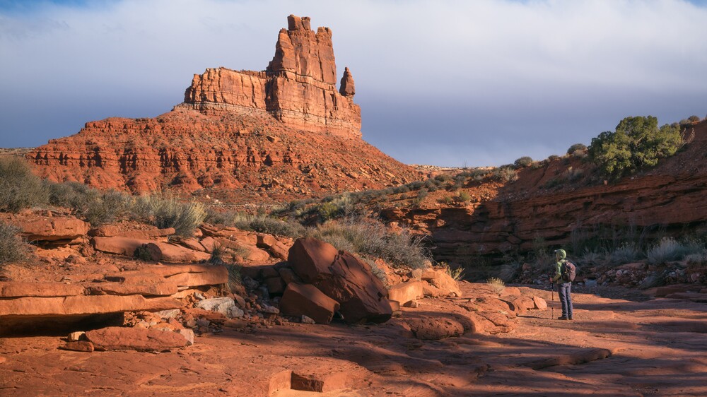 Hiker in Valley of The Gods, Bears Ears N.M. | Photo: Mason Cummings, The Wilderness Society