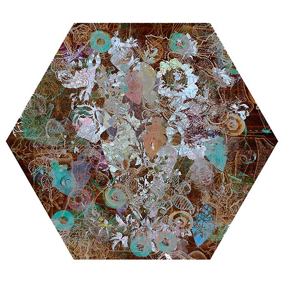 Nancy Macko, "Honey Teachings 77Bronze," 2015, Archival digital image on panel, 11.5" diameter.