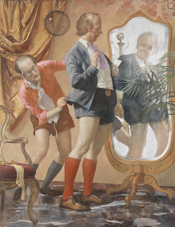 John Currin, "Hot Pants," 2010, oil on canvas, 78 x 60 in. (198.12 x 152.4 cm) The Broad Art Foundation | Photo: Rob McKeever, NY