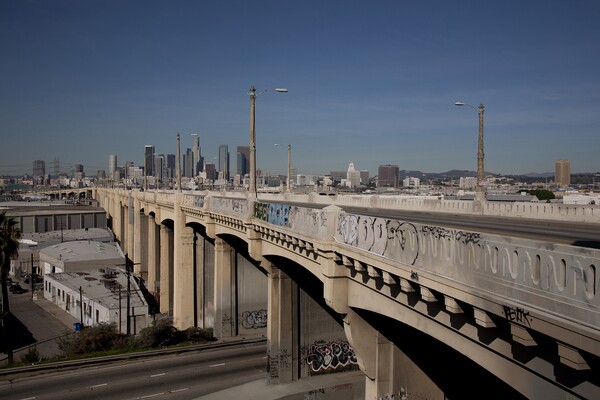 Sixth Street Viaduct from the east side of the Los Angeles River. Construction to replace the decaying bridge is expected to begin in late 2014 I Photo by Sterling Davis