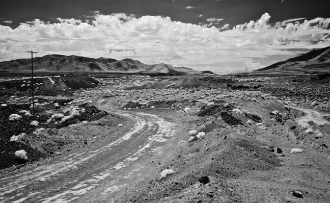 Dirt Road & Power Lines - Infrared Exposure - Red Hill Quarry - Fossil Falls, CA - 2015