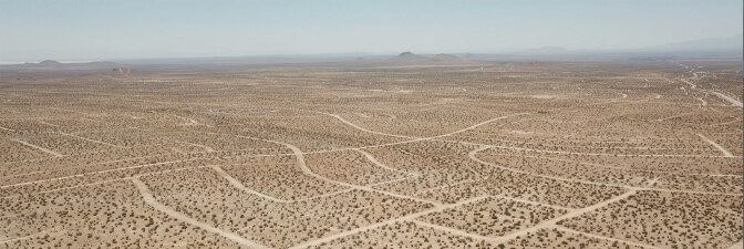 A ghost grid of the desolate federally-held lands of the Mojave Desert. | Kim Stringfellow