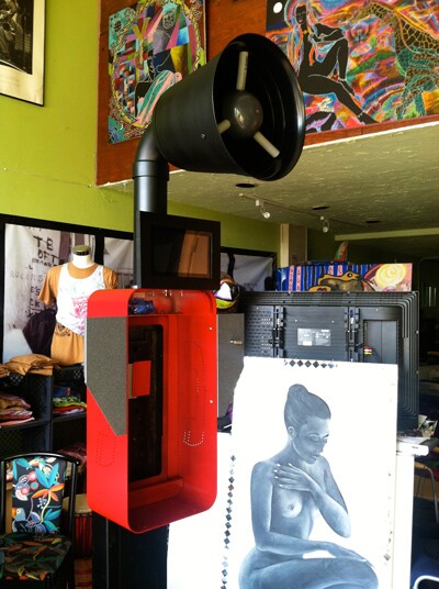 The redesigned, prototype phone, almost complete prior to its launch on November 30 at Kaos Network | Photo: Karl Baumann