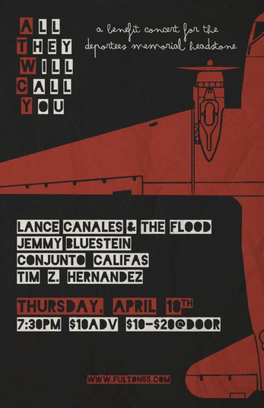 Deportee benefit concert flyer.