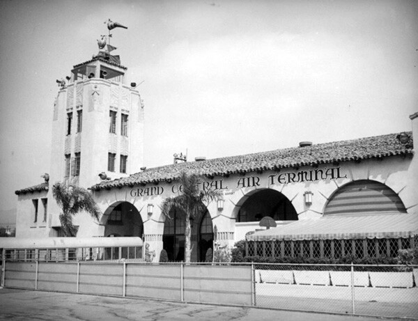 In the 1930s, Mines Field competed with Glendale's Grand Central Air Terminal for air traffic. The historic structure, owned today by the Walt Disney Company, still stands. Courtesy of the Herman J. Schultheis Collection, Los Angeles Public Library.