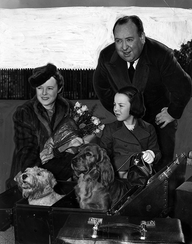 Hitchcock and family upon their arrival in Los Angeles in 1939