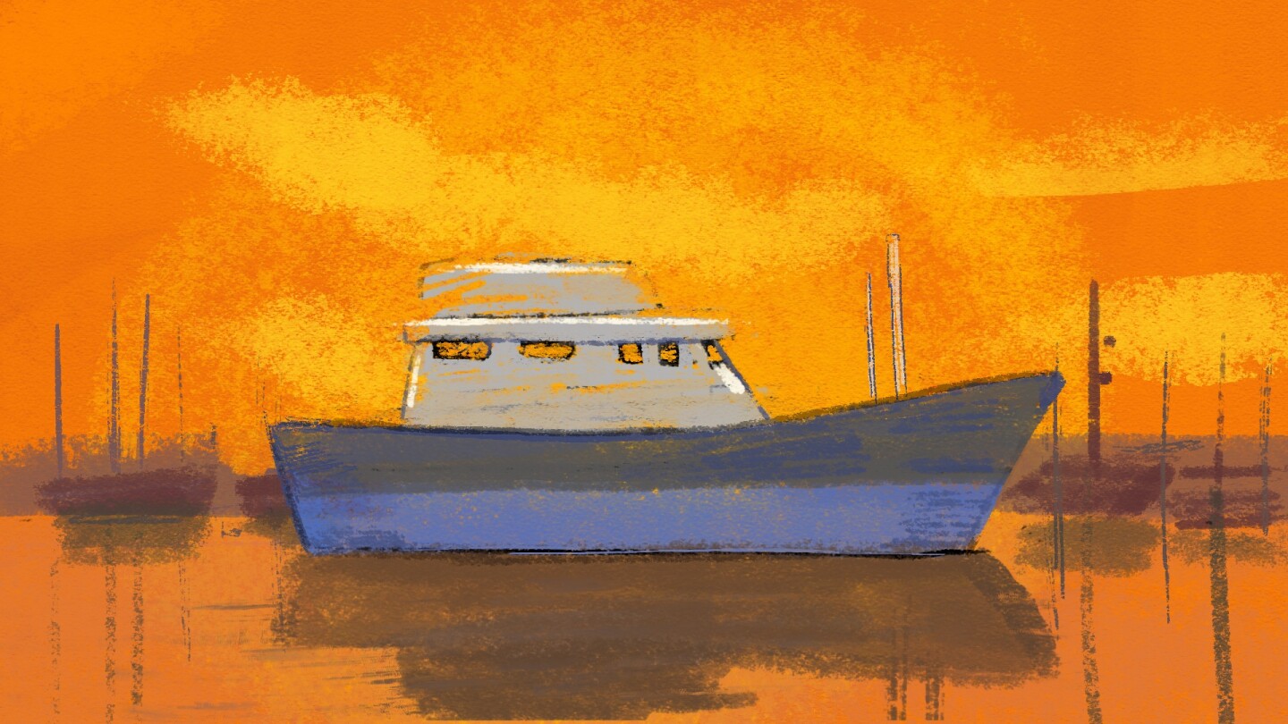 An illustration of Ventura harbor boats.