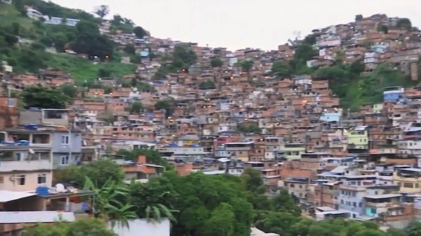 An aerial view of a favela in Brazil.