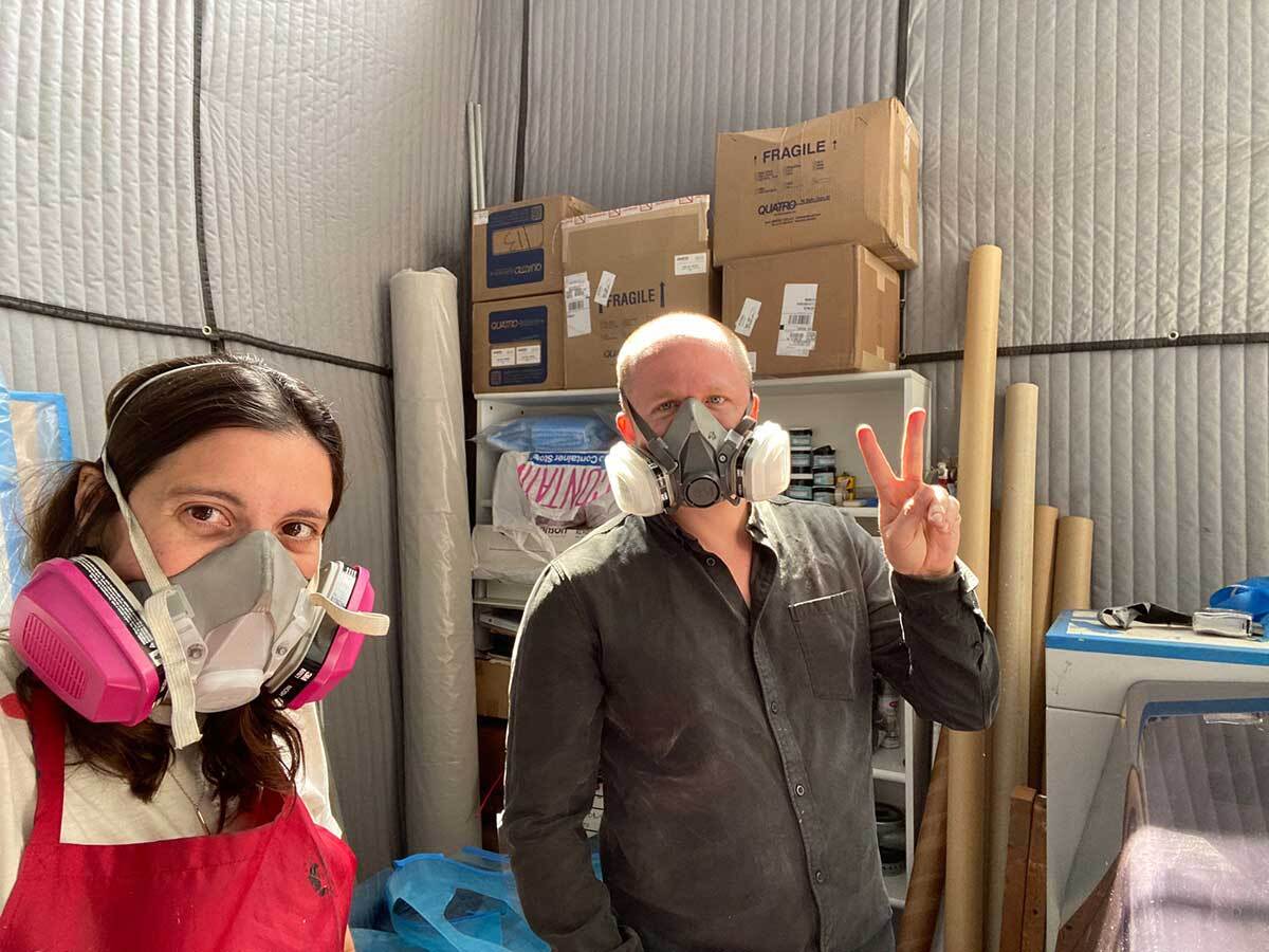 Makers Analia Saban and Curime during one of their working sessions prototyping in Los Angeles | Analia Saban