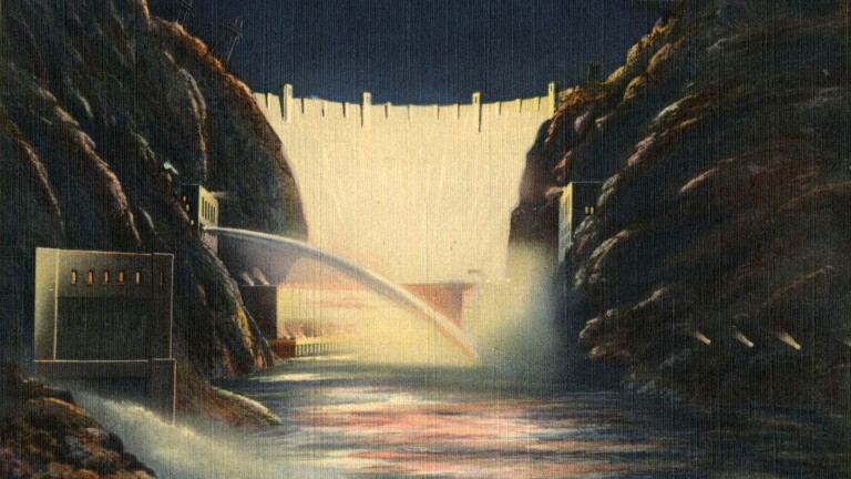 Boulder Dam at night