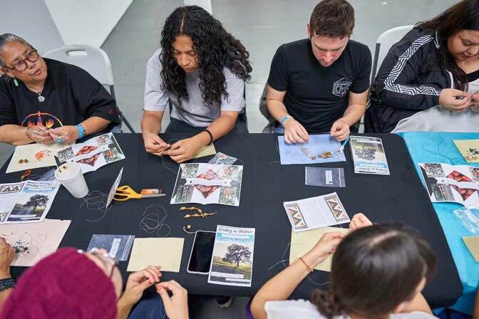 East L.A. youth working on a project for Meztli Projects, which just launched IndigenARTS & Wellness | Eugene Lee