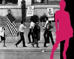 Partial postcard for KPCC's 'Civil Rights and Go Go Boots' Community Forum