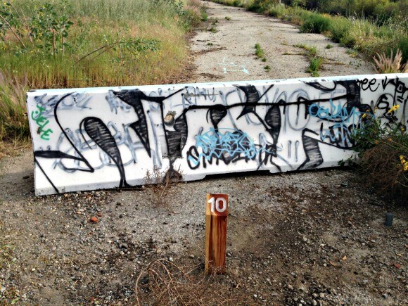 The marker at the end of the tour, which separates the Bowtie Parcel from another parcel of land called the G2. | Photo: Rosten Woo.