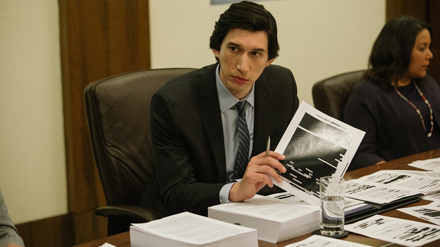 Adam Driver at a desk, from "The Report"