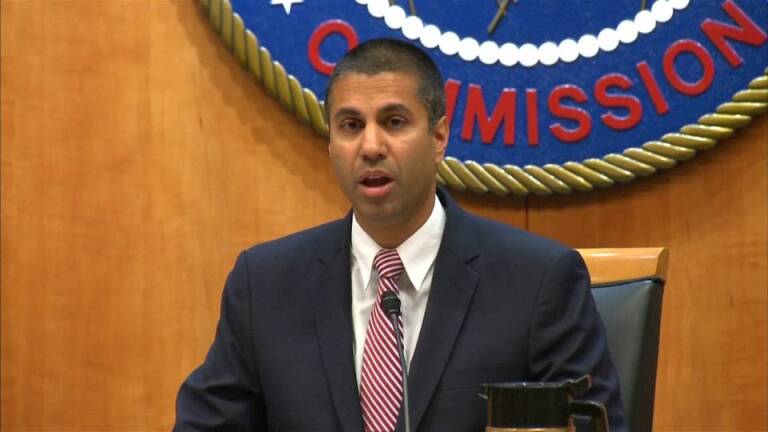 Ajit Pai, chairman of the Federal Communications Commission. | Democracy Now