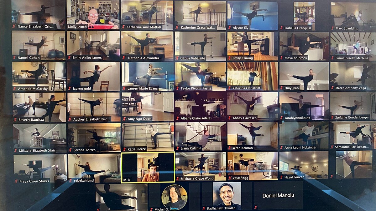 A screenshot of a UCI Dance Adapting Ballet Class. | Courtesy of UCI Claire Trevor School of the Arts