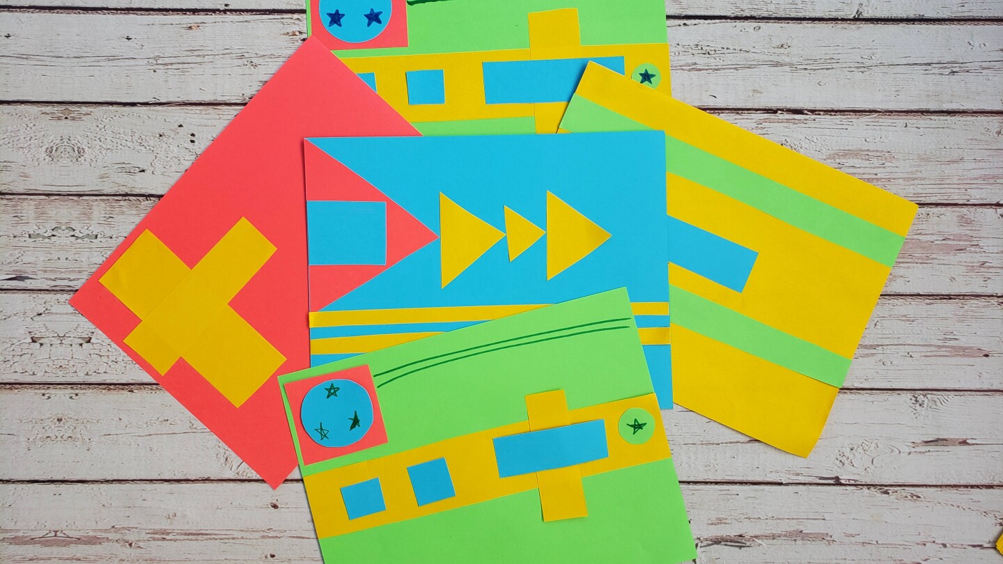 family math activity pattern flags made of construction paper