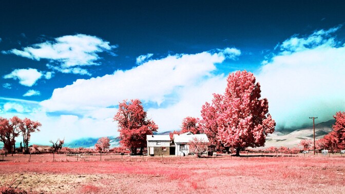 Boarded-Up Farm House - Color/Infrared Exposure - Bishop, CA - 2016 | Osceola Refetoff