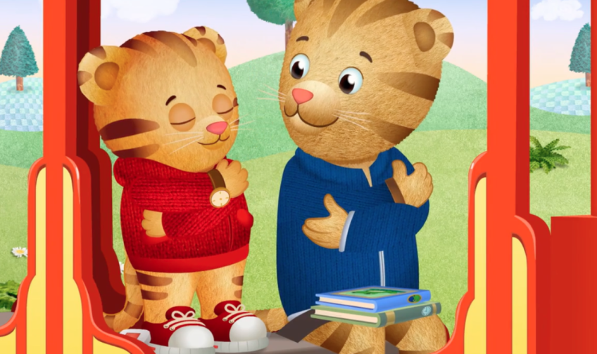 Daniel Tiger's dad teaches hem how to breathe deeply to relax.